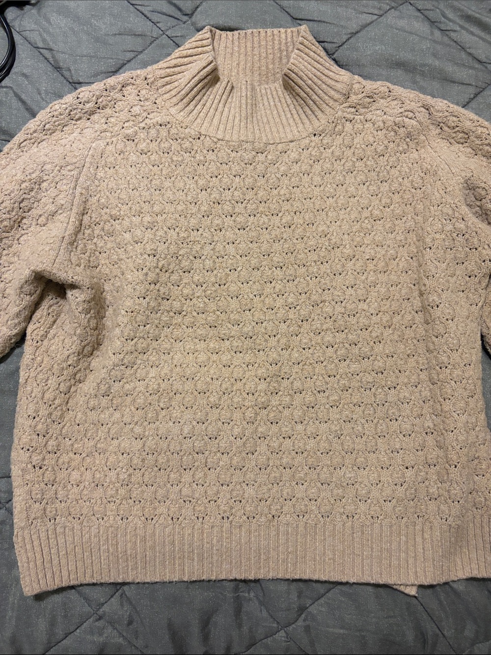 Nasty Gal Beige Textured Turtleneck Sweater